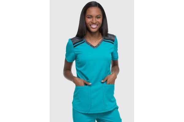 CASACA MUJER CUELLO V, ENTALLADA, DOS TONOS DICKIES MEDICAL