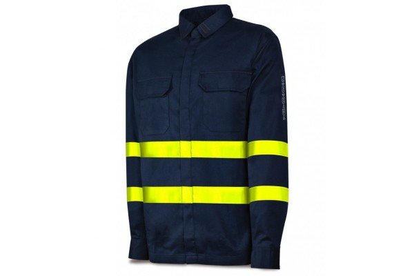 Camisa IGNÍFUGA y ANTIESTÁTICA multinorma con cintas reflectantes. Algodón 220 gr.
