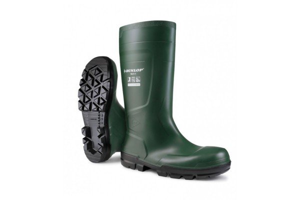 Bota de agua verde de seguridad PVC caña alta. Dunlop® (S5 SR FO LG)
