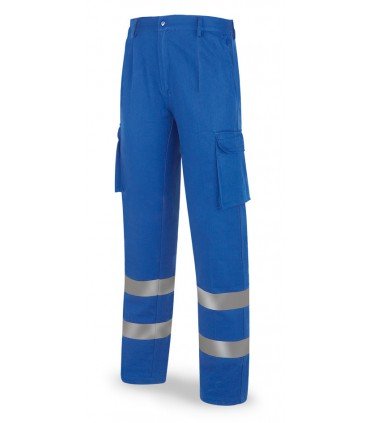 PANTALÓN AZULINA ALGODÓN 245 g. CON BANDAS REFLECTANTES